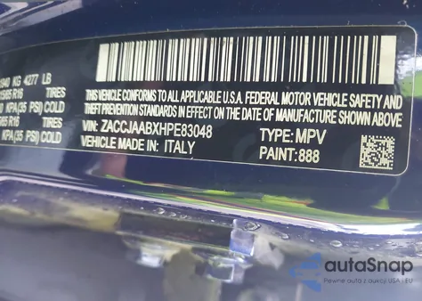 2017 Jeep Renegade Sport Fwd z USA, uszkodzony, nr VIN ZACCJAABXHPE83048